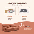 Canapé modulable livré compressé, sans montage : déballez et laissez reprendre forme 72 h