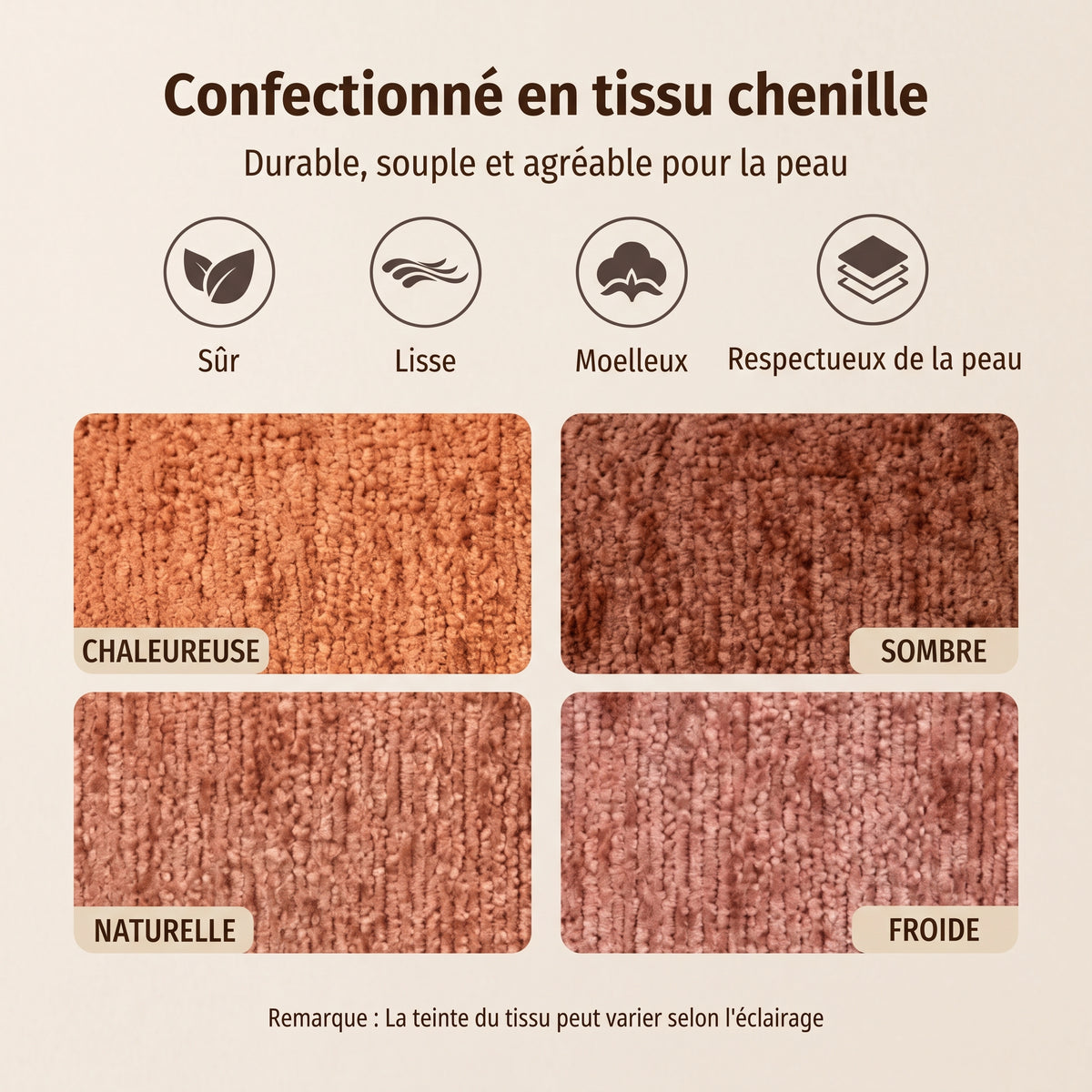 Tissu chenille du canapé modulable : doux, souple et agréable pour la peau